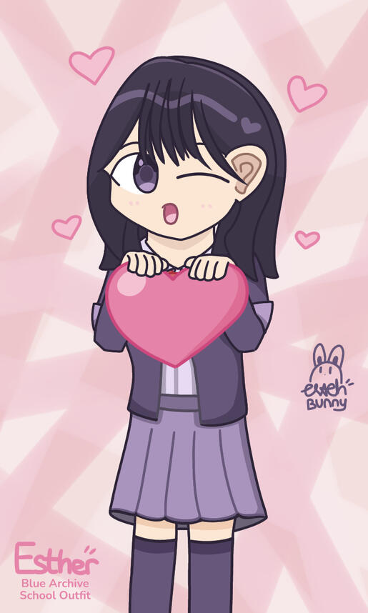 Esther holding Heart - Millenium School Outfit